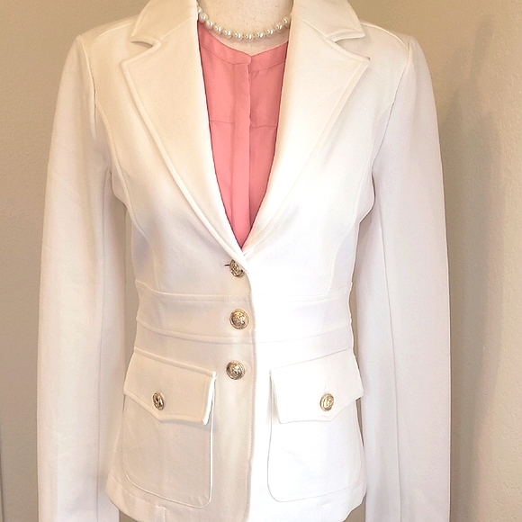 Anthropologie Jackets & Blazers - Anthropologie Joie Gold and White Textured Blazer